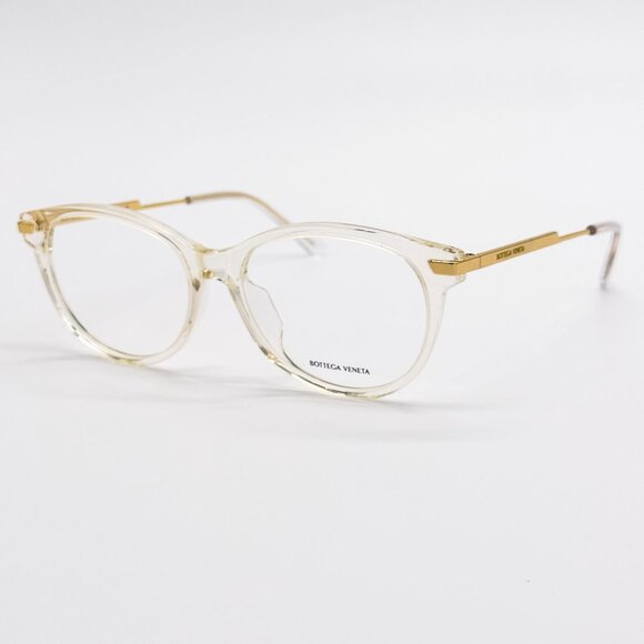 NEW BOTTEGA VENETA EYEGLASSES BV1039O 003 ROUND BEIGE TRANSPSRENT WOMEN EYEWEAR - Picture 2 of 9